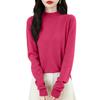 Women's Fashion Flat-Knit Half-Turtleneck Pullover Sweater Solid Color Long-Sleeve Top