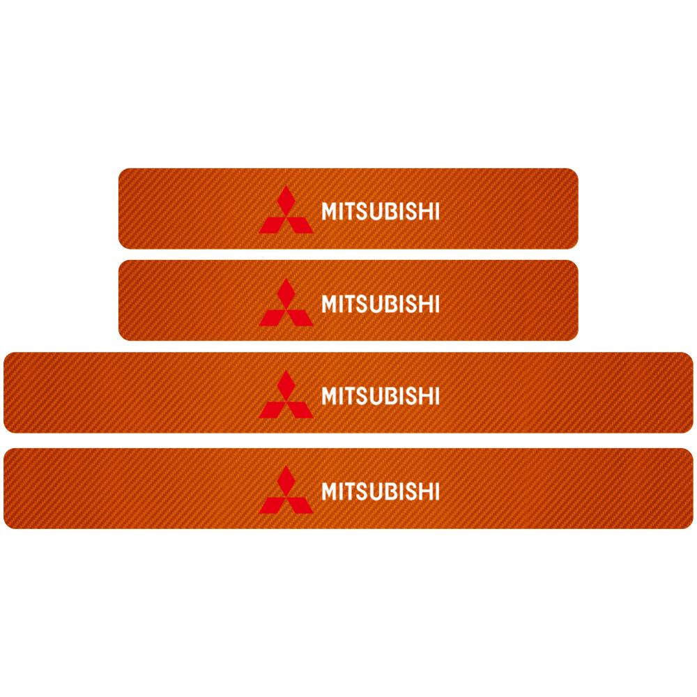 4PCS Car Door Sill Pedal Carbon Fiber Protective Sticker Anti-scratch And Waterproof For Mitsubishi Ralliart Lancer EX Outlander