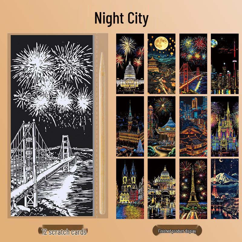 Färgglada DIY Skrapkonst Sticky Notes för Barn - Kreativa Stresslindrande Bokmärken