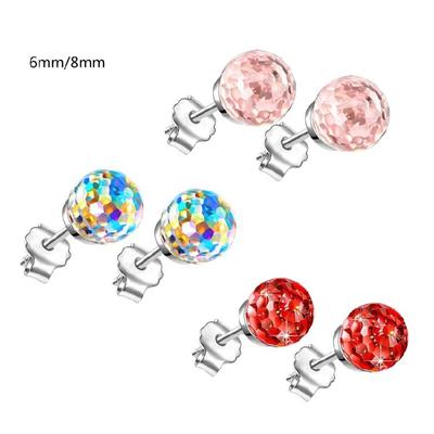 Colorful Crystal Balls Earrings Handmade Fashionable Ear Studs Jewelry Gift for Women Girls Retro Style Accessories