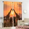 Set Of 2 Modern Flat Printing Curtains Without Rod Sunset Safari Curtain Durable Polyester Fabric All