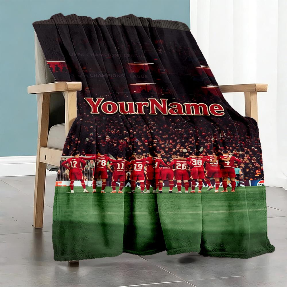 Liverpool Customize Your Name Blanket Throw Personalized Blanket Soft & Cozy for Seaside Bed Bedding Sofa All-Season Use Gifts For Family Or Friends