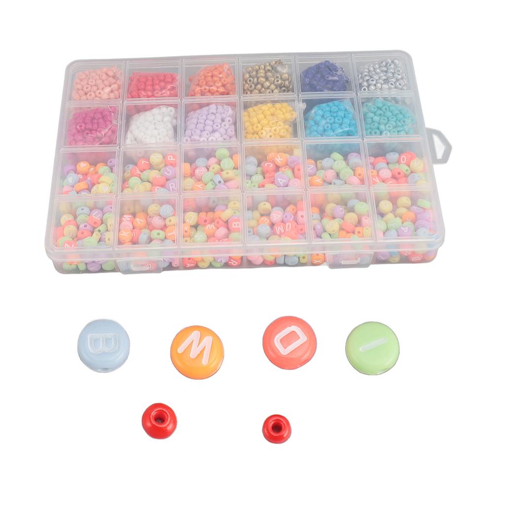 DIY Bracelets Making Beads Kit 2100pcs 4mm Beads 600pcs Letter Beads Set Fadeless Acrylic Beads Kit