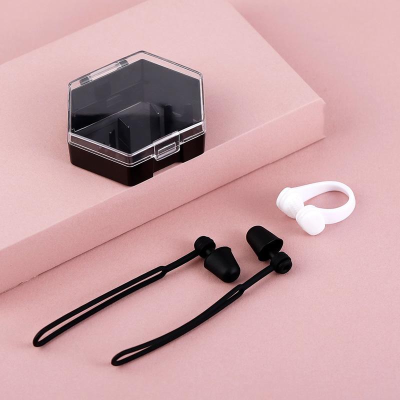 

1 Set Anti-loss Silicone Swim Earplug Nose Clip Set for Children Adult Beginners Diving Swimming чёрный