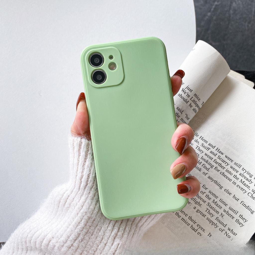 Applicable To IPhone 15 Straight Side Imitation Liquid Silicone Mobile Phone Case Anti-fall Tpu Material Apple 14 Mobile Phone Protection Case