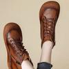 New Cow Leather Ankle Boots Women's Laced Up Waterproof Shoes Ladies Wide Fit Short Boots Woman Oxfors Shoes Brown Booties