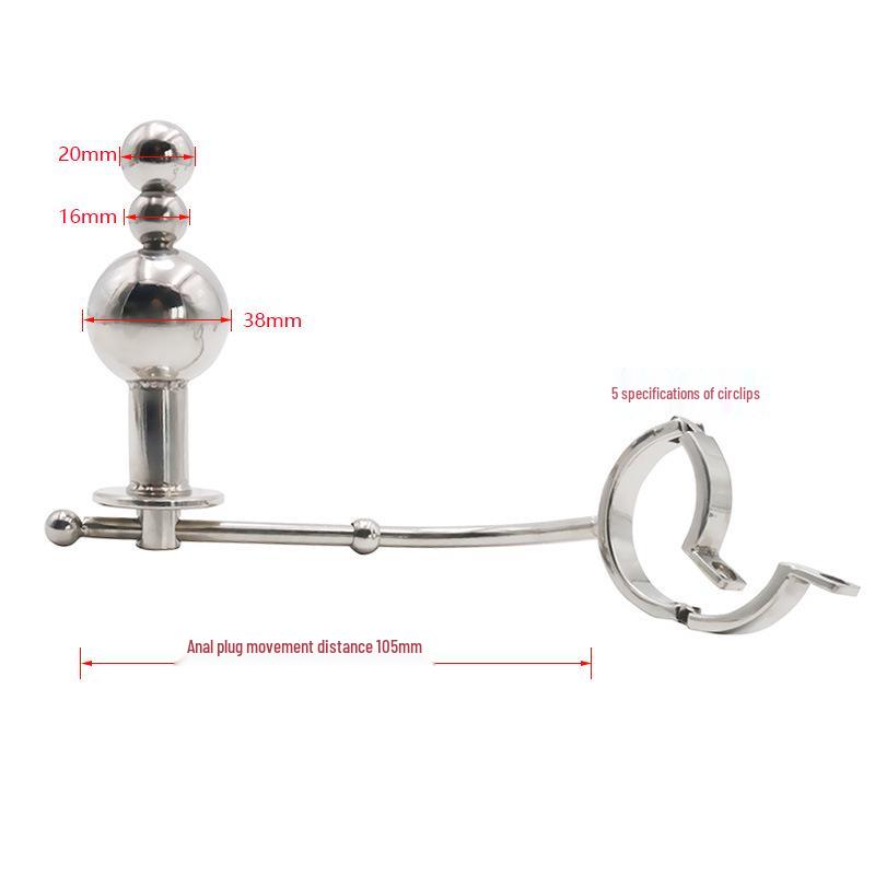Stainless Steel Chastity Lock with Movable Butt Plug for Slave Training and Male Use