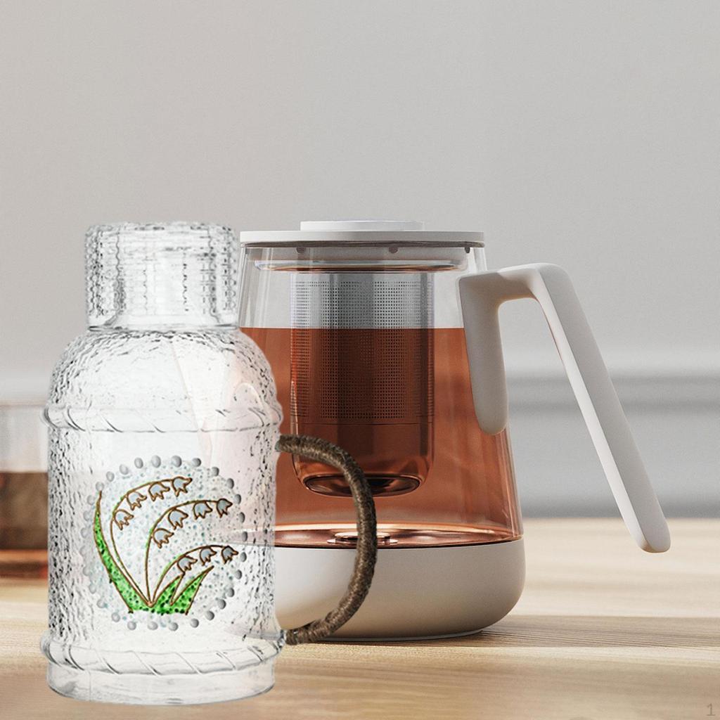 Glass Cup Kettle Craft Glassware Flower Design Drink Drinkware for Household Accessories