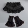 White Big Lapel Fake Collar And Black Detachable Cuff Lace False Collar Stand Removable Faux Col for Women Half Shirt Accessory