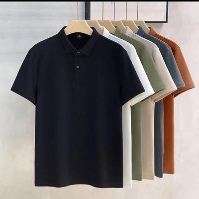 Camisa Polo Masculina Unissex de Manga Curta - Camiseta Casual de Verão com Lapela, Roupa de Trabalho de Cor Sólida