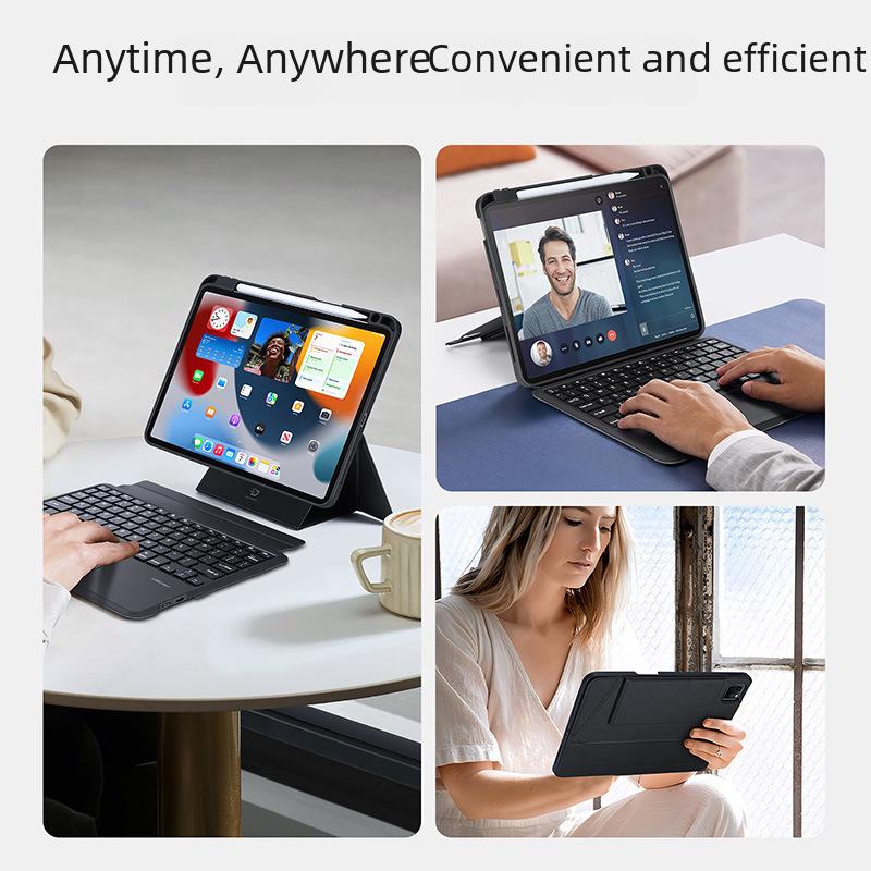Wireless Bluetooth Keyboard and Magnetic Protective Cover for iPad Pro 11 and Air 6 (2024).
