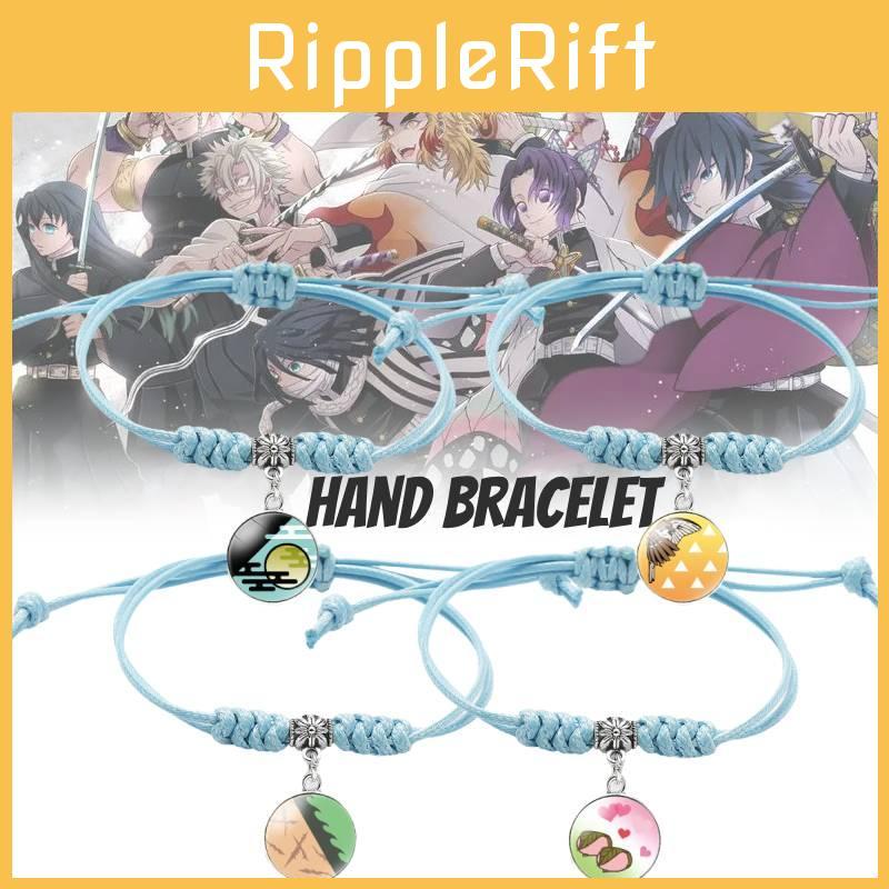 Vibrant Lake Blue Demon Slayer Anime Bracelet In Mixed Materials Charm