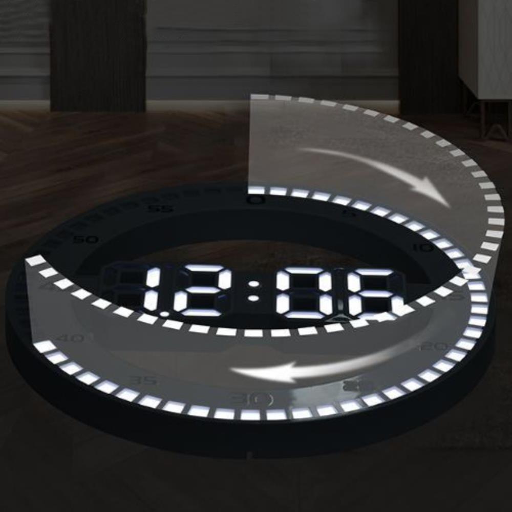 Buy Silent 3D Digital Circular Luminous LED Wall Clock Alarm with ...