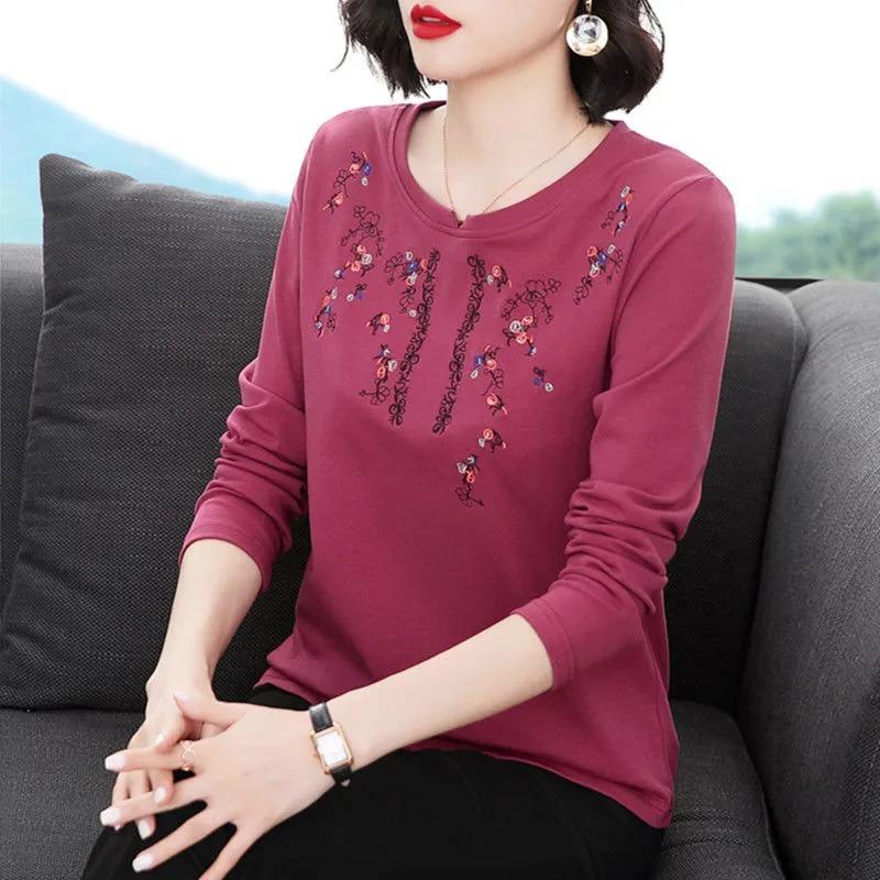 

Pure Cotton Long-sleeved T-padded Women s Autumn and Winter New Korean Loose Top Base Shirt 4XL рожевий