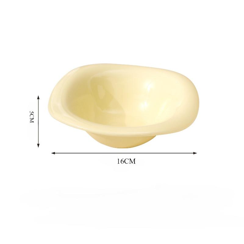 Ceramic Salad Bowls Creative Wavy Design Dessert Bowl Solid Color Cream Style Afternoon Tea Fruit Bowl  Household Cafe Tableware