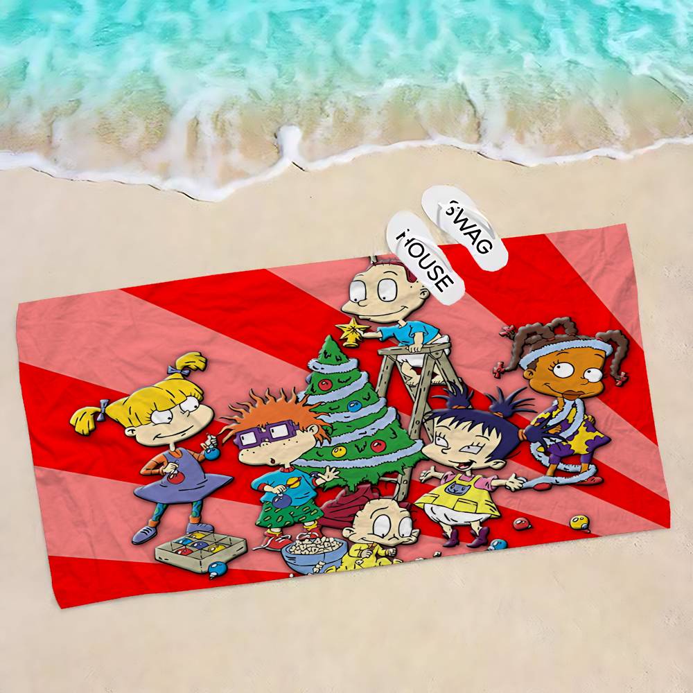 Funny Cute R-Rugrats Beach Towel Colorful Bath Towels for Girl Microfiber Quick Dry Sand Free Beach Yoga Spa Gym Pool