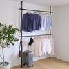 YAMAZEN Tension Pole Clothes Rack, Black, Width 97.5-166cm, Height 140-280cm, Double, Extendable, WJ-775(BK)