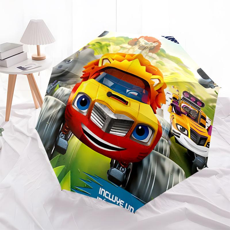 1pc Blaze and the Monster Machines Automatic Folding Umbrella, Portable Collapsible Design, Casual Outdoor Accessory L1127001