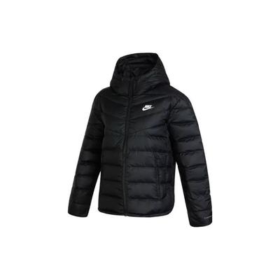 Piumino con cappuccio da donna outerwear Nero DR1585-010 con stampa logo a tinta unita
