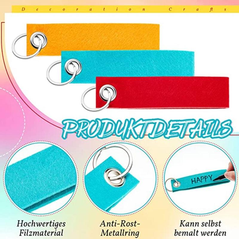 Personlig Färgglad Filt Nyckelring Kreativ DIY Inspiration Nyckelringar Tillbehör Mångsidig Filt Förnödenhet Nyckelring Berlock