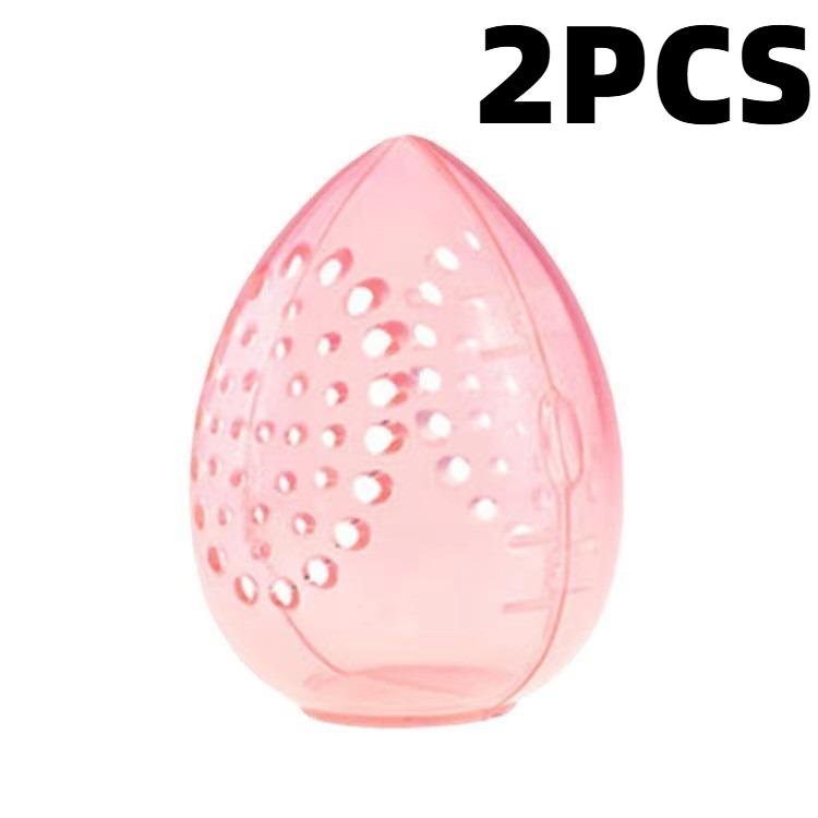 2pcs Travel Cosmetic Sponge Box,Portable,Pink,White.Plastic Box Cosmetic Cosmetic Organizer,Beauty Egg Storage Box.