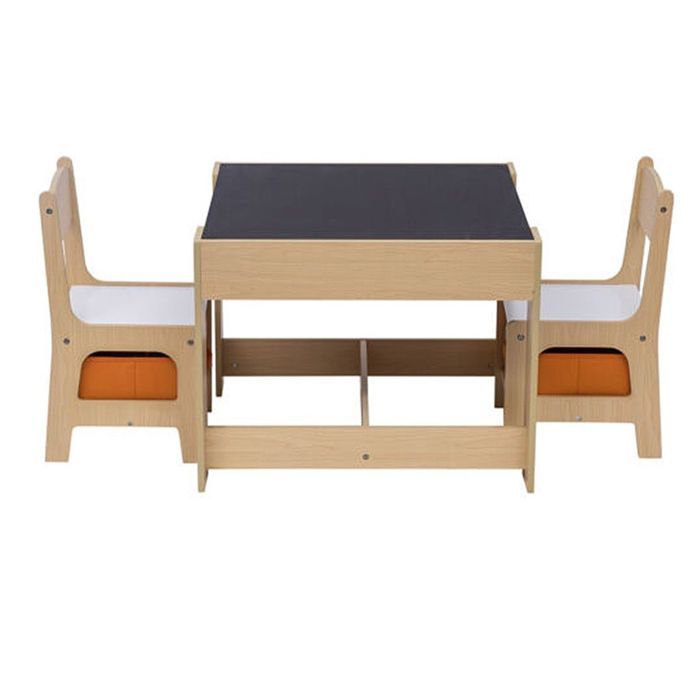 Groupe de sièges compatible avec enfants 3 pièces en bois Groupe de table compatible avec enfants KG1 Divit avec 2 chaises RKT2