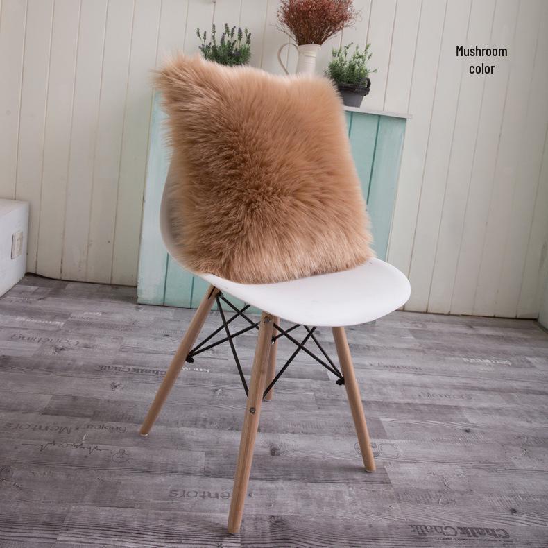 European White Long-Haired Plush Lumbar Pillow Cover - Imitation Wool, Single-Sided, No Core. 30*50cm Single-sided хаки