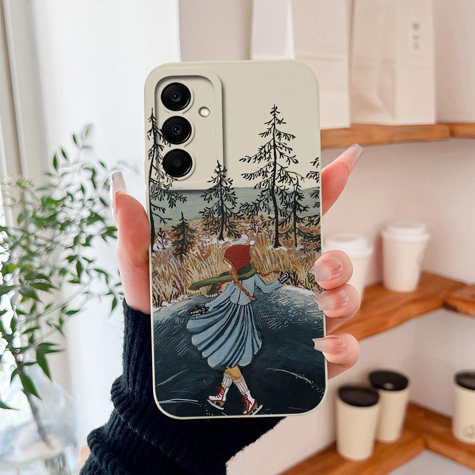 For Samsung Galaxy A37 A57 A17 A07 Phone Case Cute Astronaut Smooth Liquid Silicone Full Coverage Anti Drop Soft Durable Bumper
