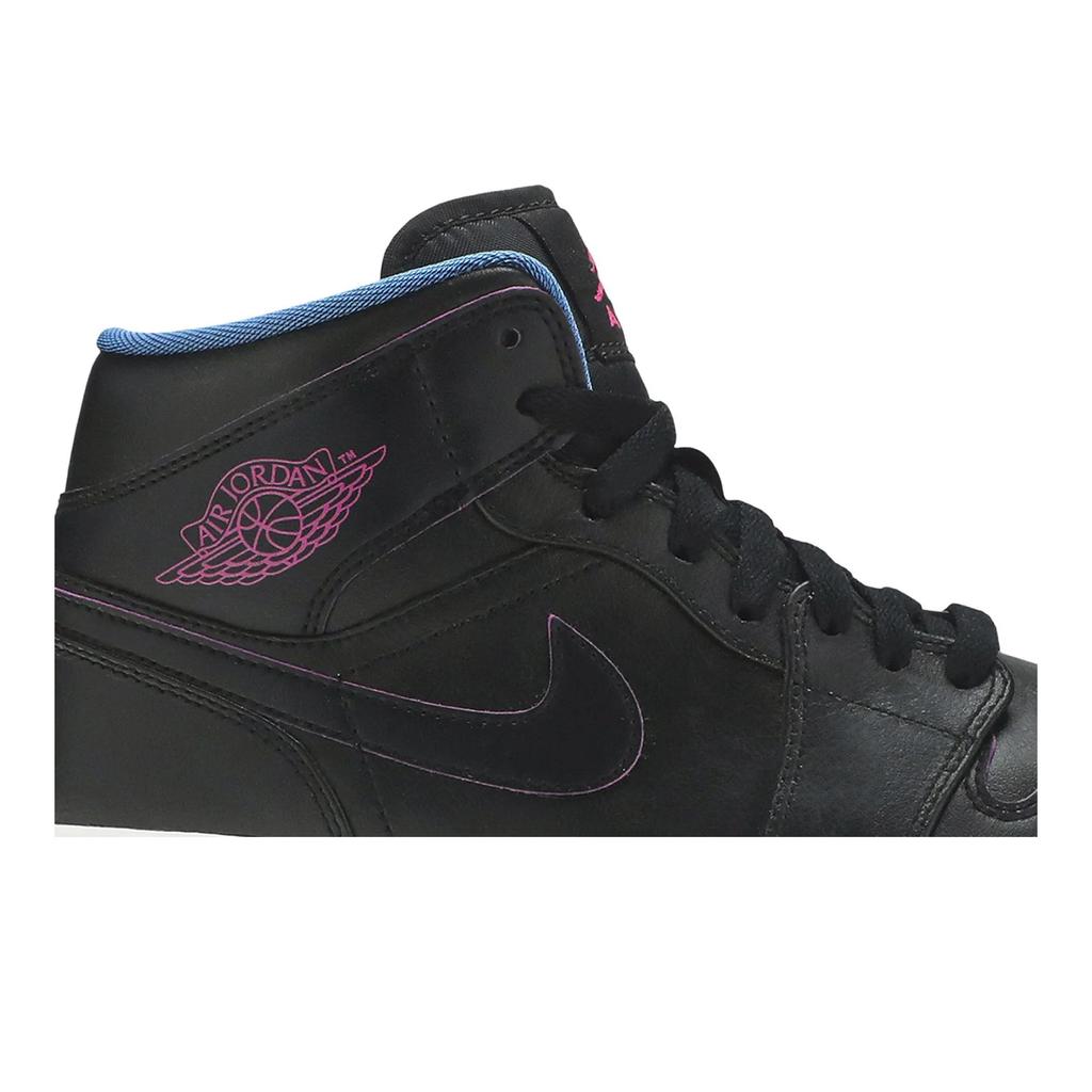Air Jordan 1 Mid 'Radio Raheem' (Unisex) Black / Fire Pink-Photo Blue Vintage Basketball Shoes 554724 029