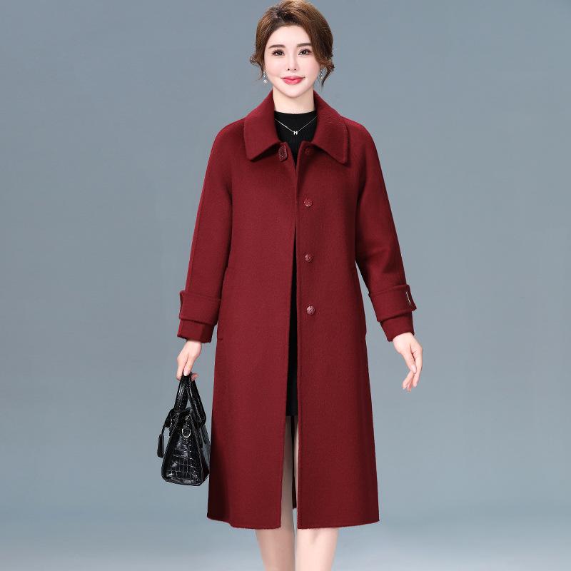 

Женское кашемировое пальто средней длины - Двустороннее, Высококачественная модная верхняя одежда Осень/Зима 2025 3XL (suggested for 72.5kg-80kg)