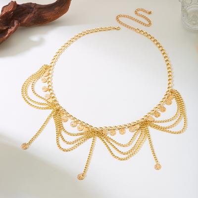 Bohemian Oversized Round Coins Bells Multi-Layer Tassel Waist Chain For Women Men Vintage Punk Body Jewelry Y2K Gift Belt Chain