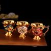 Liquor Cup Beautiful Retro Teacup Style Zinc Alloy Exquisite Rhinestone Decor for Home Mini