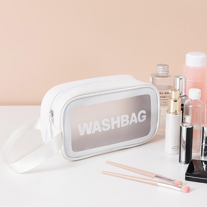 Dry-wet Separation Double Transparent PU Makeup Bag Portable Washing Bag Cosmetic Storage Bag Travel Fitness Swimming Essentials