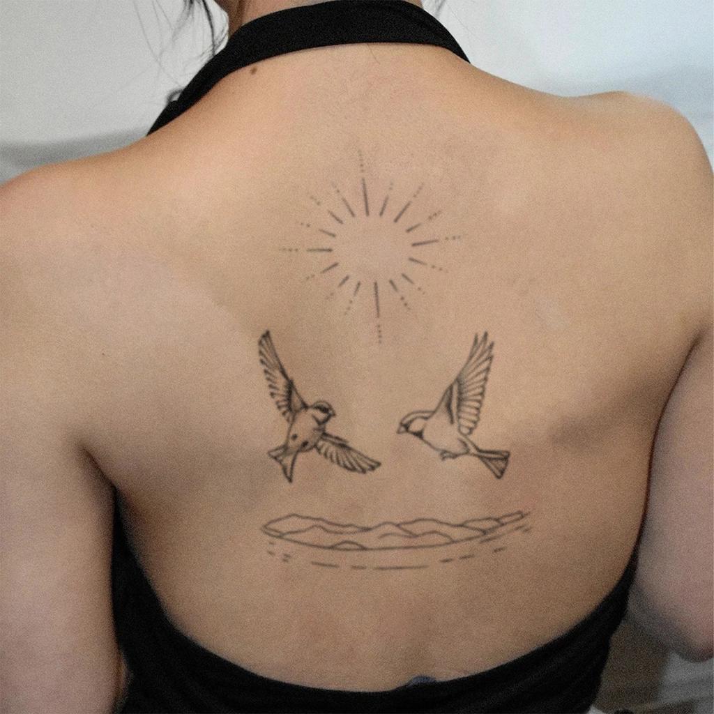 Herbal Swallow Line Tattoo Sticker Long-Lasting Waterproof Male And Female Personality Niche Semi-Permanent Tattoo Sticker