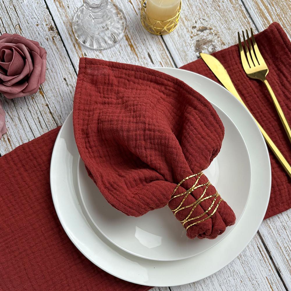 10PCS Cloth Napkins Boho Gauze Washable Cotton 16X16Inches for Wedding Baby Shower Bridal Shower Dinner Tea Party Easter Decorat