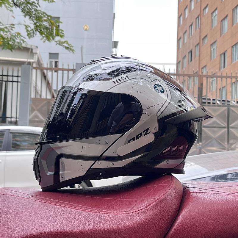 Electric vehicle helmet men's and women's face-opening helmet summer double mirror tail semi-full cover type personalized four-season Bluetooth couple