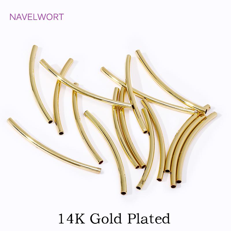 

18K Gold Plated Glossy Curved Loose Spacer Tube Beads Brass Tube Spacer Beads Connectors For DIY Jewelry Making Accessories 1.5mmx20mm-10pcs