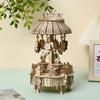 DIY Assembly 3D Wooden Vintage Carousel Music Box Romantic Rotating Ornament Decor Mechanical Kits Toys Gifts for Kids