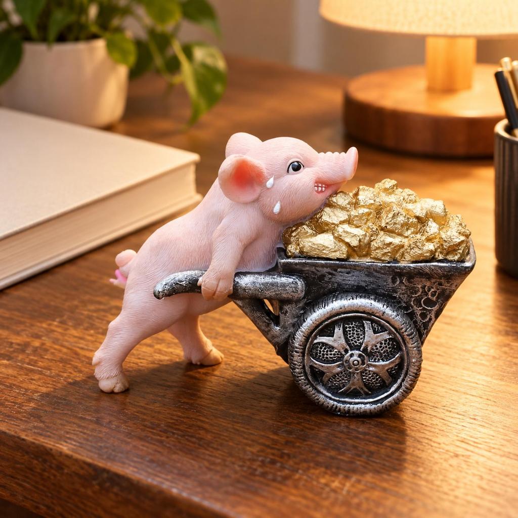 Pink Pig Figurine Decorative Reclining Statue Outdoor for Garden Displays, Courtyard