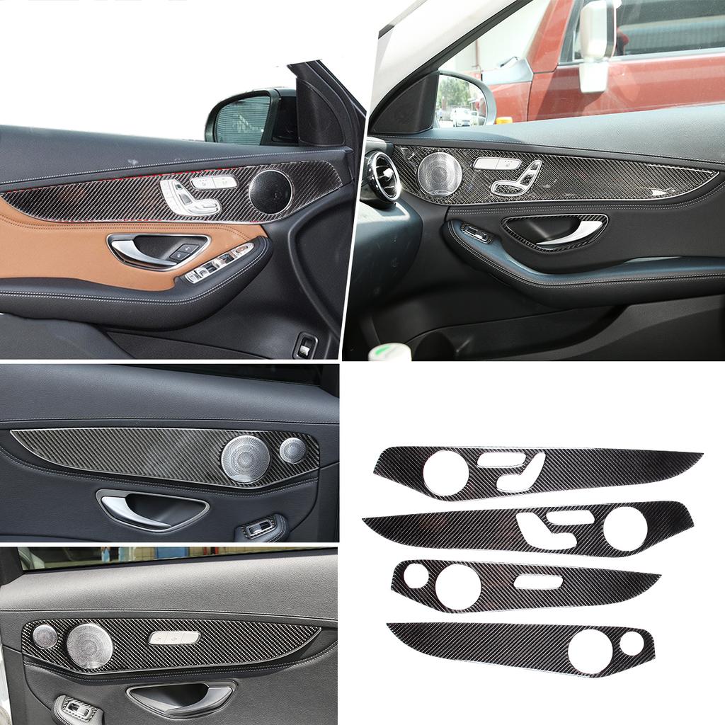 Soft Carbon Fiber For Mercedes Benz C GLC Class W205 2014- Interior Door Decoration Panel Cover Trims Car Accessories