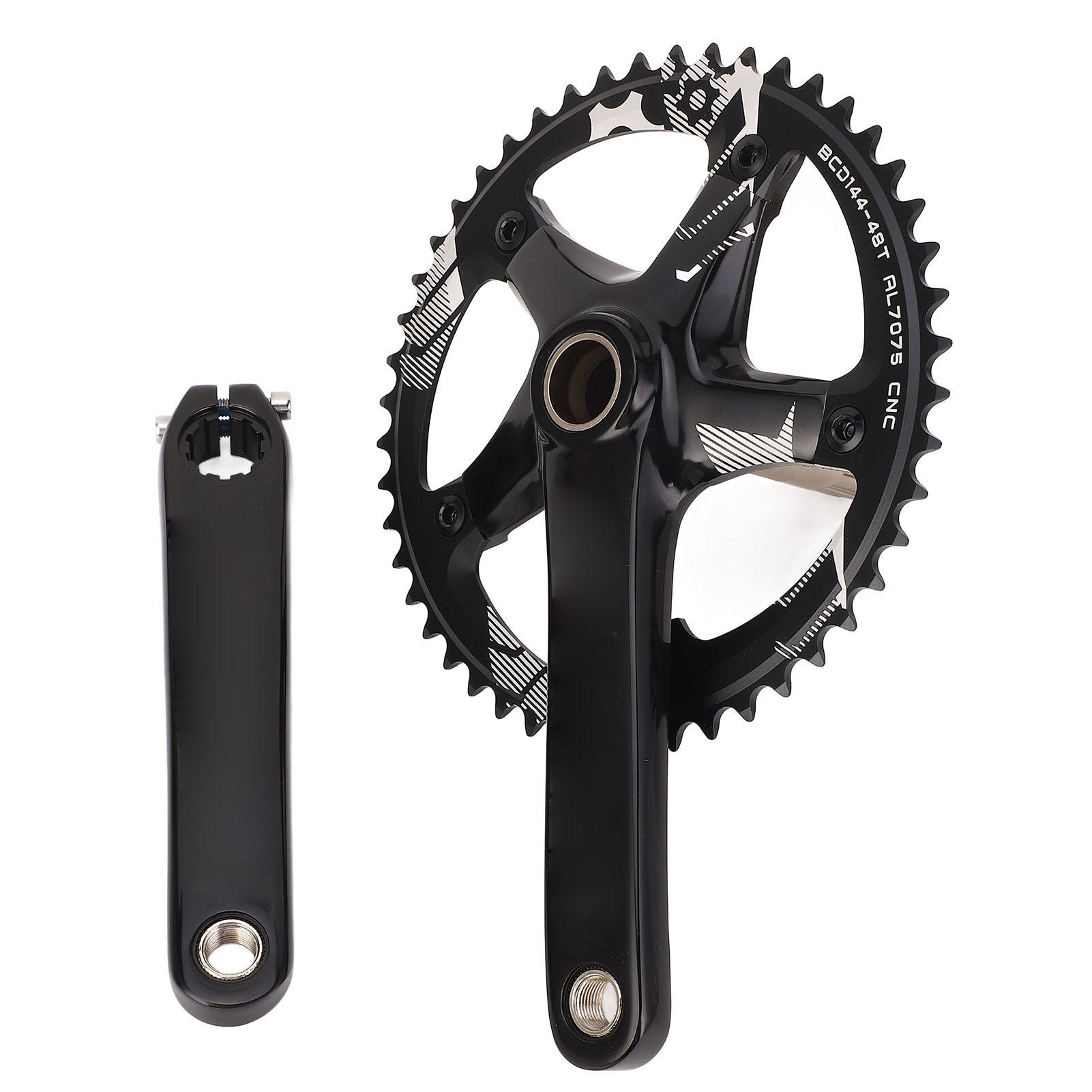 

Hollow Integrated Crankset Set BCD144MM 48T Chainring Cycle Crankset for 8 to 12 Speed Gear Systems Black чорний