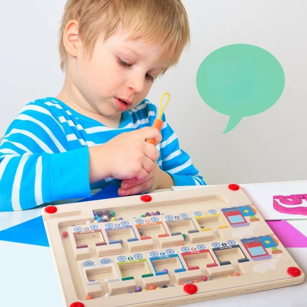 Children Montessori Toy Magnetic Pen Moving Ball Game Color Sorting Counting Board Fine Motor Training Sensory Educational Toys