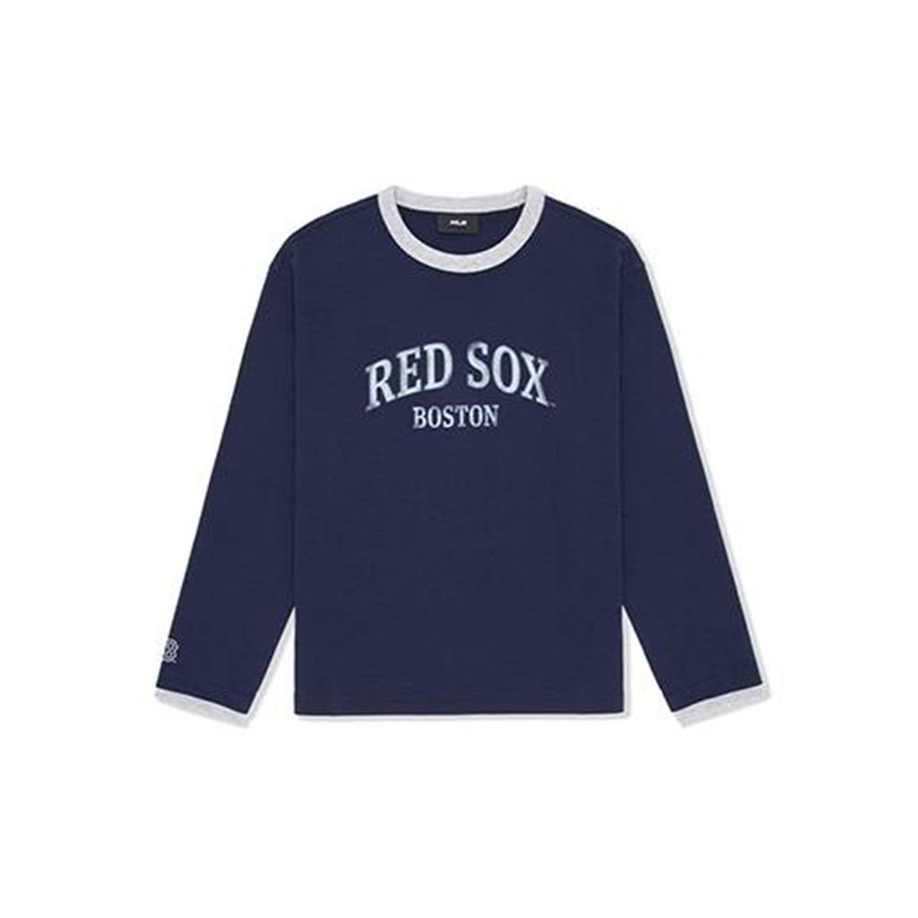 MLB Boston Red Sox FW25 Fashion Trend Loose Casual Comfortable Color Block Logo Pattern Crew Neck Long Sleeve T-Shirt Unisex Tops 3ATSV2054-43NYS