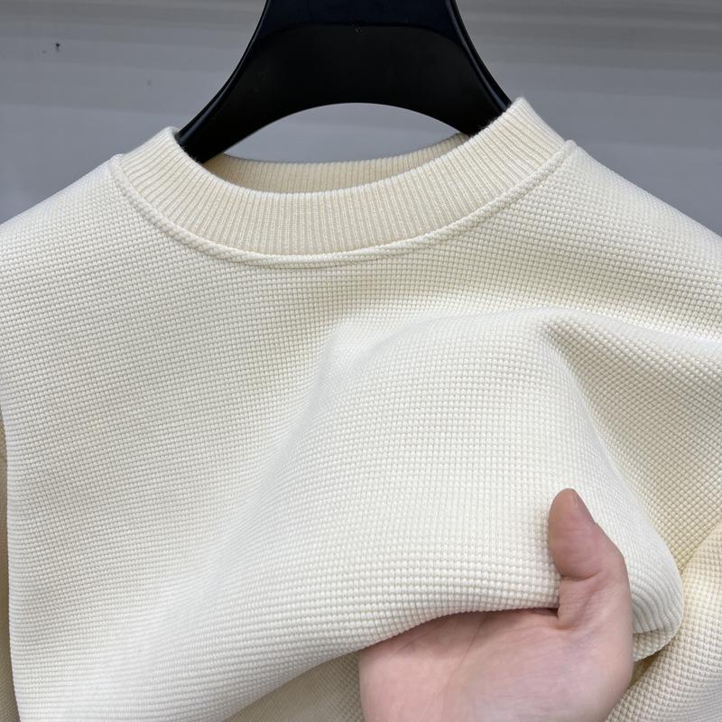 Мужской премиальный свитшот с флисовой подкладкой Теплый Толстый Однотонный С круглым вырезом Базовый слой с длинными рукавами для осени и зимы 2XL 675-75 kg 4670₽