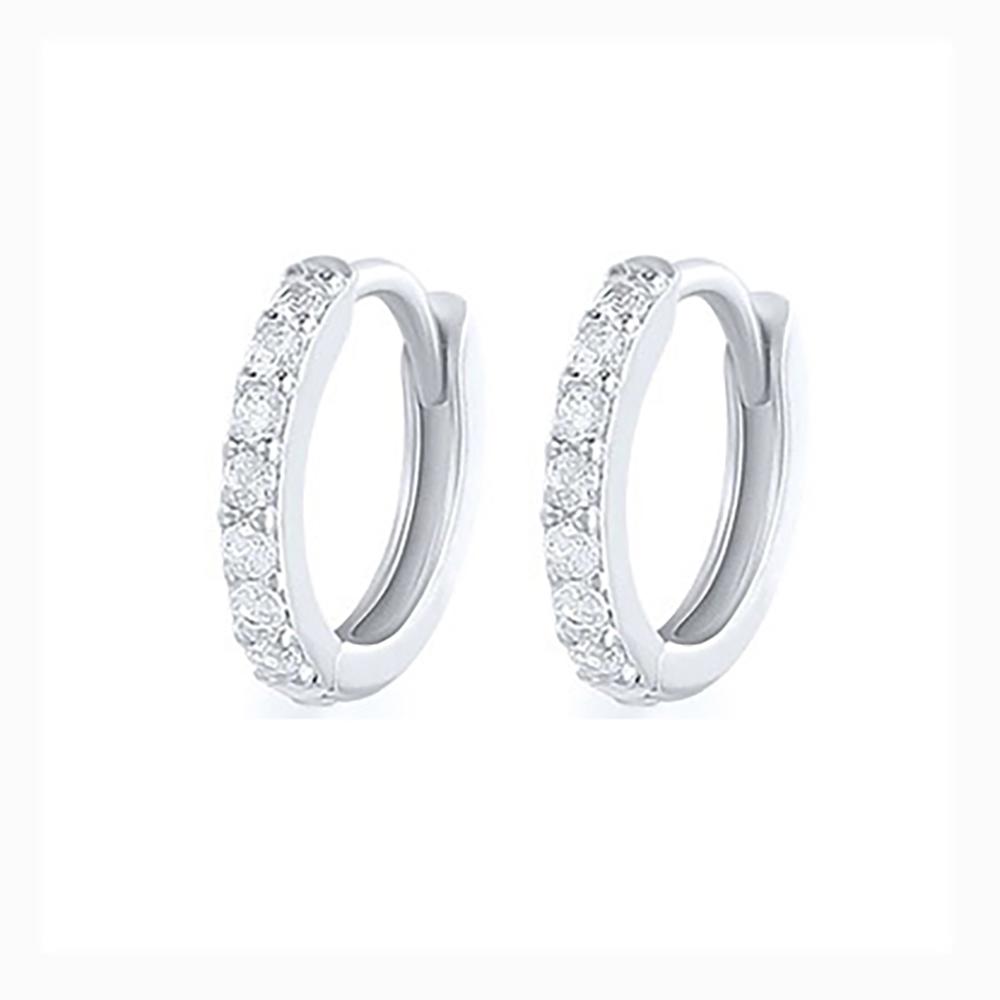 

2PCS Stainless Steel Minimal Hoop Earrings Crystal Zirconia Small Huggie Thin Cartilage Earring Helix Tragus Piercing Jewelry 10mm срібні білого кольору