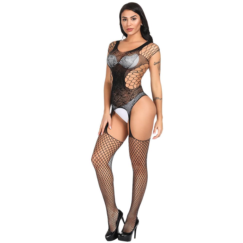 Sexy Underwear Sexy Pattern Sleeveless Mesh Socks Open-file One-piece Stockings Hollow Temptation One-piece Socks