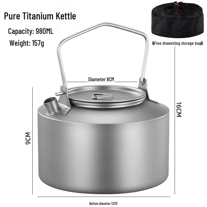 Portable Titanium Tea Kettle & Water Boiler for Camping