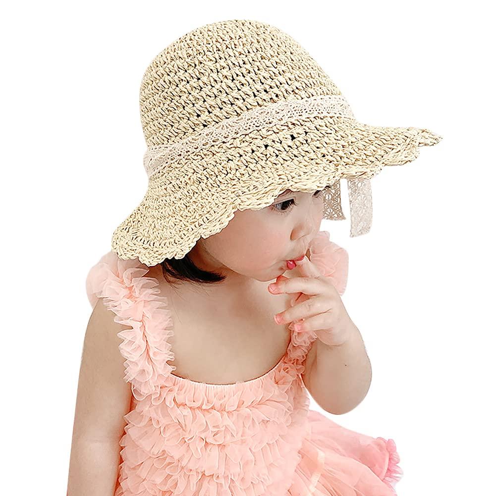 Straw Hat for Wide Brim Straw for Girls Years Summer with Sun UV Protection Blackout Farm Going Beach Beige [LONTG] Kids, Hat, Hat, 0-3 Old, Hat,