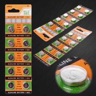 10PCS Botão Moeda Bateria de Célula AG10 1.55V Relógio Baterias SR54 389 189 LR1130 SR1130 Brinquedos Controle