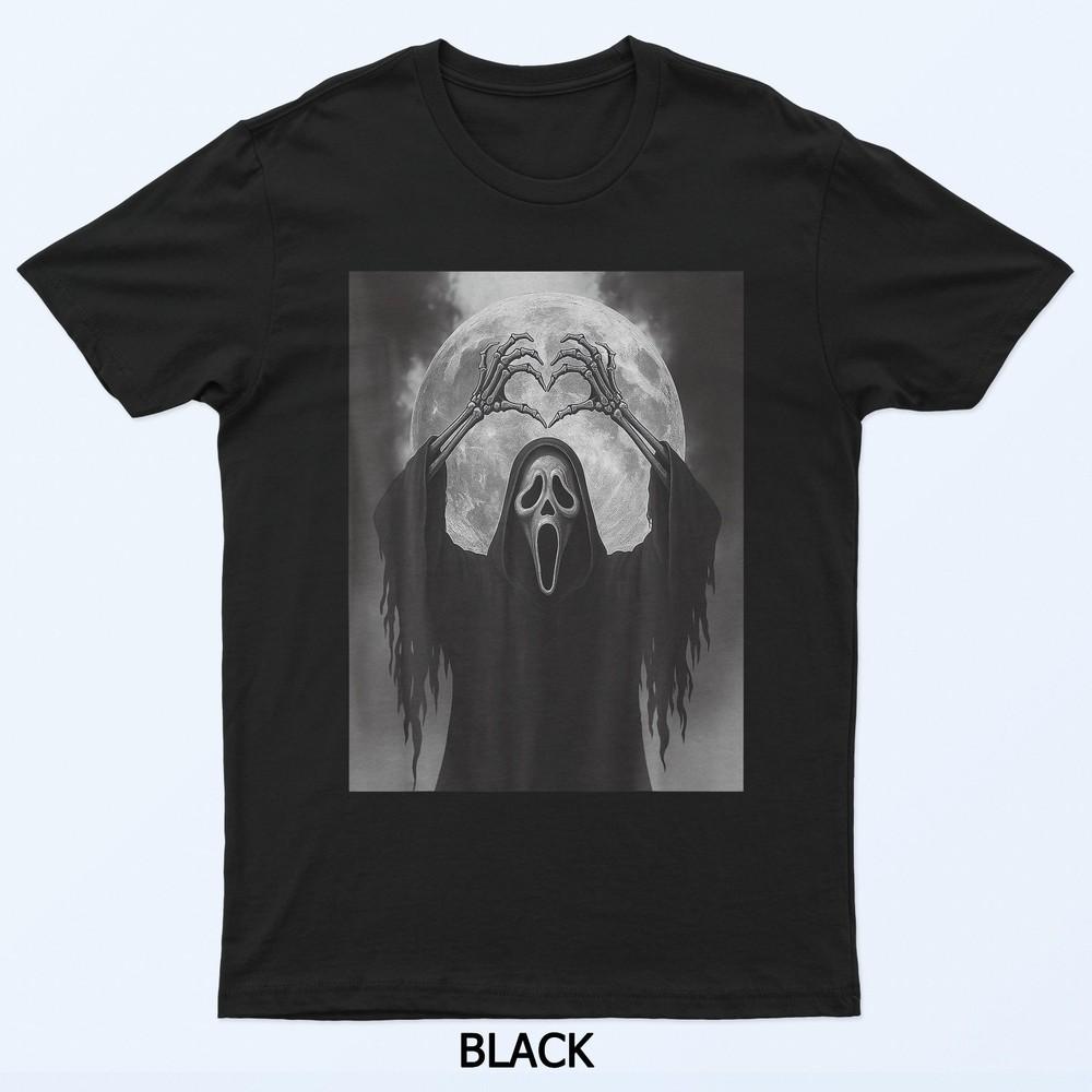 Scary Face Horror Poster Halloween Ghost Heart Hands T-Shirt